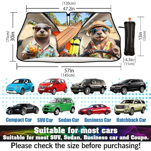 Funny Animal Car Windshield Sun Shade Umbrella (otters-1)