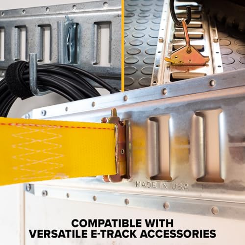 E-Track, Made in USA, 12 Gauge Steel 5 FT Galvanized Rails (2-Pack) - Horizontal E-Track Rails for Trailers, Garages, Cargo Vans - 6,000 Pounds Break Strength Per Slot (2 rails)