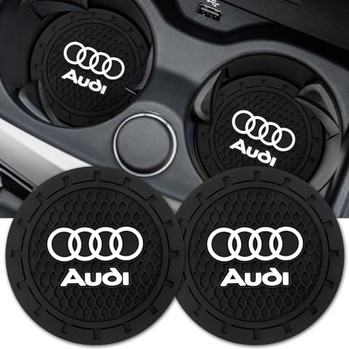 Car Cup Holder Coaster for Audi A4 A5 A6 A7 A8 Q3 Q4 Q5 Q6 Q7 Q8 Silicone Cupholder Coaster Interior Accessories 2.75in 2Pieces Black (Black-07)