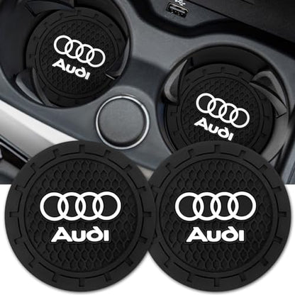 Car Cup Holder Coaster for Audi A4 A5 A6 A7 A8 Q3 Q4 Q5 Q6 Q7 Q8 Silicone Cupholder Coaster Interior Accessories 2.75in 2Pieces Black (Black-07)
