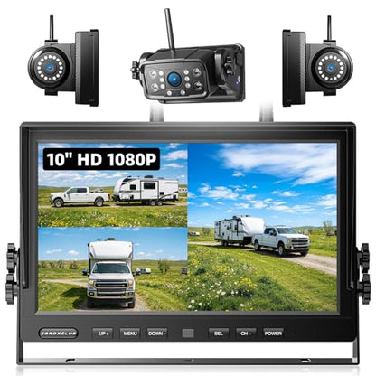 3 Magnetic Wireless Backup Camera with HD 1080P 10" DVR Monitor (10" 3-Cam)