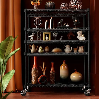 Garage Shelving Wide Storage Shelves 5 Tier Metal Shelves 4000 LBS Heavy Duty Adjustable Utility Shelf Rack Black 23.6" D x 53.1" W x 73.6" H (5 Tier, 23.6" D x 53.1" W x 73.6" H / Black)