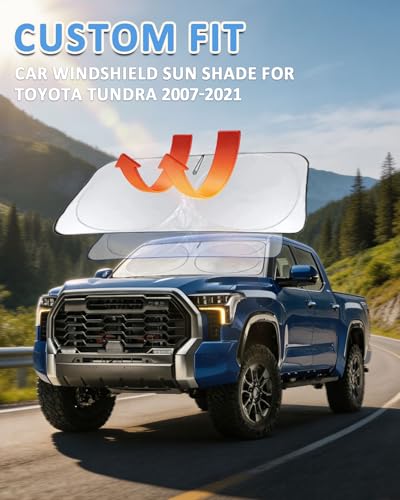 for Tundra 2020 Windshield Sunshade Car Window Sun Shade Custom Fit 2007 (Custom Fit 2007-2021 Toyota Tundra)