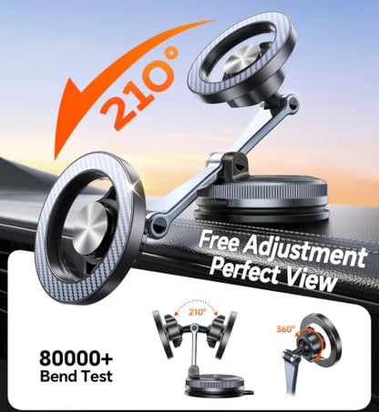 for MagSafe Car Mount【Windshield+Vent+Dash】Magnetic Phone Holder for Car Phone Holder Mount Cell Phone Holders for Your Car Accessories Suction Phone Mount for Car Truck Stand for iPhone 17 16 (Carbon Fiber)