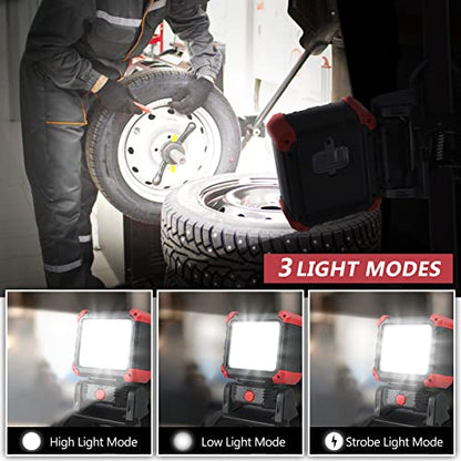 LED Rechargeable Work Light with Clamp (Black 2Pack)