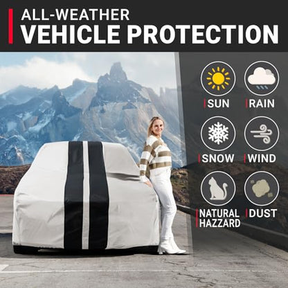 Car Cover Waterproof All Weather for 1973 (63. Monte Carlo 1973-1977 / Light Gray / Black (Stripe))