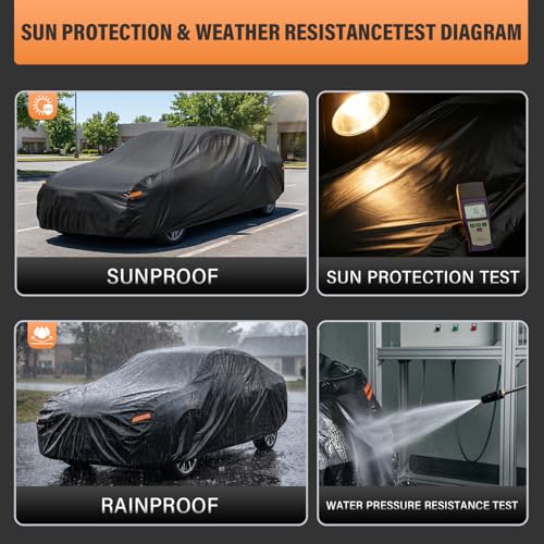 Large Car Cover Waterproof All Weather (PE-Black / 1 C7 Fit Large Sedan-Length (211" To 220"))