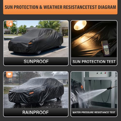 Large Car Cover Waterproof All Weather (PE-Black / 1 C7 Fit Large Sedan-Length (211" To 220"))