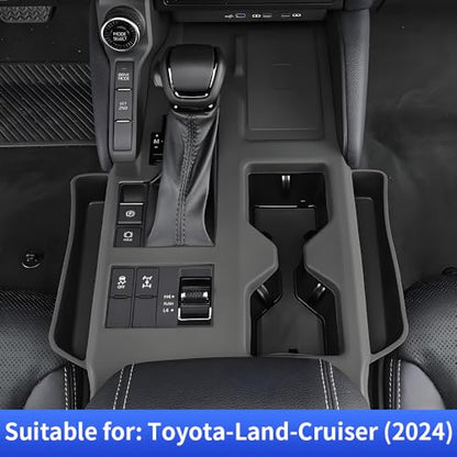 Car Center Console Organizer for Toyota Land Cruiser 2024 2025 2026 2027 Auto Interior Accessories Central Control Storage Panel Decoration Protection Cover Seat Middle Tray Frame Bag Trim