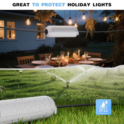 3 Pack] Flemoon Outdoor Extension Cord Safety Cover with Waterproof Seal (Light Grey / Small Box: 5.3" L x 2" W x 2" H)