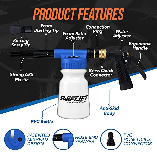 Car Wash Foam Gun + Wash Mitt (Blue Foam Gun with Mitt)