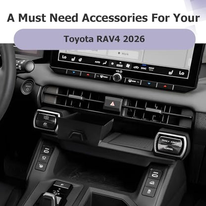 for 2026 RAV 4 Accessories Compatible with 2026 RAV 4 Center Console Organizer Armrest Console Secondary Storage Box Insert Tray & Center Console Wireless Charging Mat ABS Material Black 2