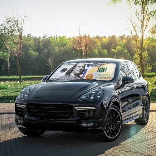 100 Dollar Bill UAS Money Car Windshield Sun Shade Umbrella Automotive Windshield Sunshade Foldable Front Car Accessories Interior Decor to Keep Vehicle Cool for Most Vehicles 57'' X 30'' (57'' X 30'' / style-AB1)