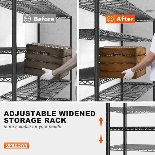 85.7"H 5 Tier Garage Shelving with Wheels&Feet (5-Tier,55.5" W X 85.7" H X 24.2" D)