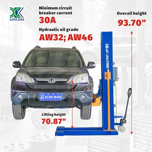 Mobile Car Lifts 6200 lb Capacity Single Post Lift 6200 220V (Model: 6200-220V)