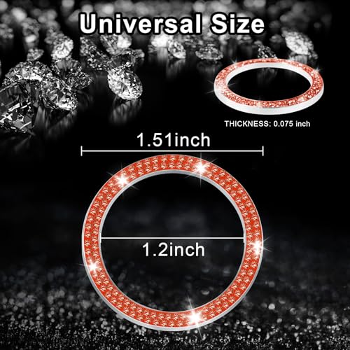2 PCS Crystal Double Rhinestone Car Engine Start Stop Decoration Ring (Double Redddish Orange)