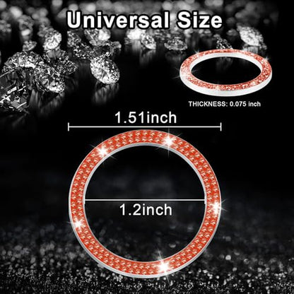 2 PCS Crystal Double Rhinestone Car Engine Start Stop Decoration Ring (Double Redddish Orange)