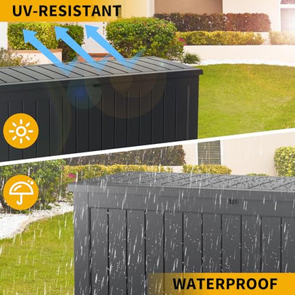 270 Gallon Outdoor Storage Box Patio Deck Box Waterproof (270 gallon / Black)