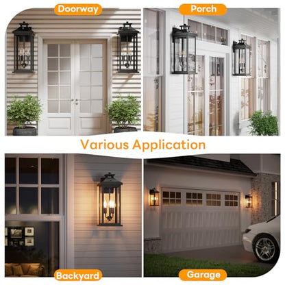 20" Black Dusk to Dawn Large Outdoor Lights for House 2 Pack (Black / 2-Pack/Dusk to Dawn)