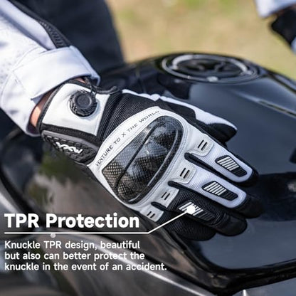 High Protection Motorcycle Gloves for Men (Small / White)