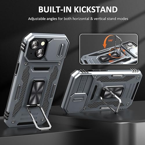 Phone Case for iPhone 15 Plus Case with Kickstand Ring Holder (★ iPhone 15 Plus 【6.7 inches】 / Grey)