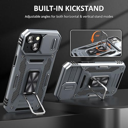 Phone Case for iPhone 15 Plus Case with Kickstand Ring Holder (★ iPhone 15 Plus 【6.7 inches】 / Grey)