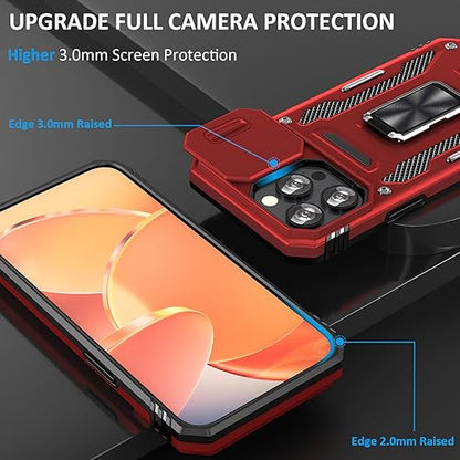 Red Phone Case for iPhone 15 Pro Case with Slide Camera Cover (★ iPhone 15 Pro 【6.1 inches】 / Red)