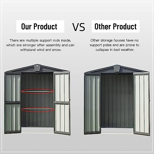 Galvanized Steel Garden Shed 5.7' x 3' with Floor (Dark Gray01 / 5.7×3)