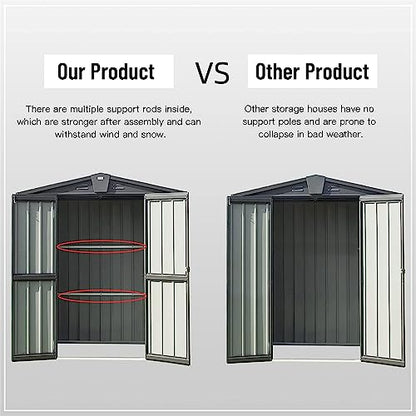 Galvanized Steel Garden Shed 5.7' x 3' with Floor (Dark Gray01 / 5.7×3)