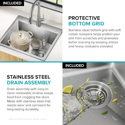 Fairlane 24 in Drop In Single Bowl Stainless Steel Kitchen Sink (24 Inch / Single Bowl — Drop In)