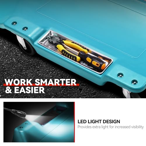 40'' Low Profile Car Rolling Mechanic Creeper (Sky Blue / 40" L (w/LED Light))