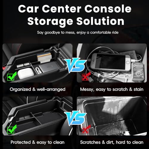 Car Center Console Organizer Tray Compatible for 2020 2021 2022 2023 2024 2025 2026 Volkswagen VW Jetta Accessories Armrest Storage Box Tray Organizer Middle Console Insert Holder