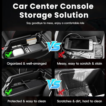 Car Center Console Organizer Tray Compatible for 2020 2021 2022 2023 2024 2025 2026 Volkswagen VW Jetta Accessories Armrest Storage Box Tray Organizer Middle Console Insert Holder