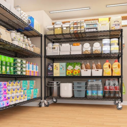 55.5" Wx24 x80 Heavy Duty Metal Wire Storage Shelving with Wheels (55.5"W x 24"D x 80"H)