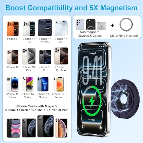 Magnetic Phone Grip MagSafe Phone Ring Stand for Google Pixel 11 10 Pro XL (purple)