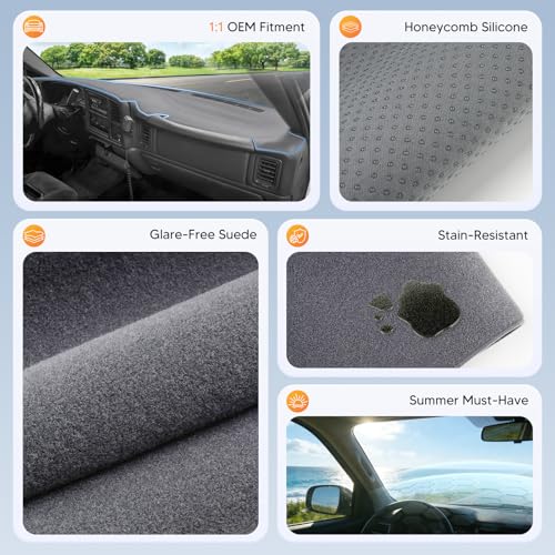 Gray Dash Cover for 1999‑2006 Chevrolet Chevy Silverado GMC Sierra (2)99-06 Silverado(Gray))