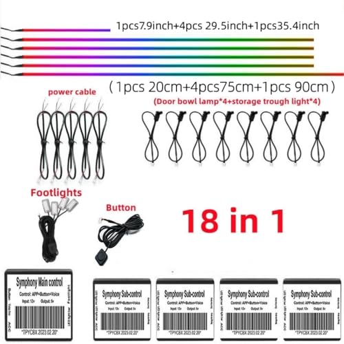 Acrylic Interior Car LED Strip Light APP Control (18 in 1)