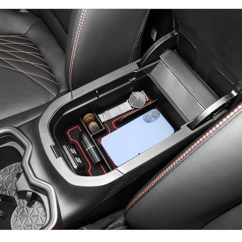 2025 RAV 4 Center Console Organizer Compatible with 2019 2020 2021 2022 2023 2024 2025 Toyota RAV 4 Accessories Armrest Console Secondary Storage Box Insert Tray ABS Material Red