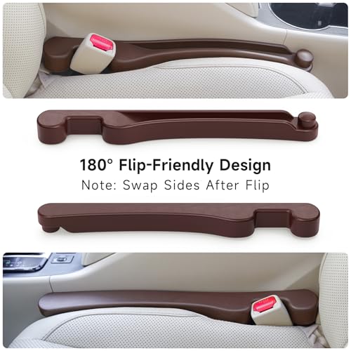 Car Seat Gap Filler Organizer 2Pack Soft Foam 3IN1 Multifunctional (Espresso brown / Most Cars – Standard)