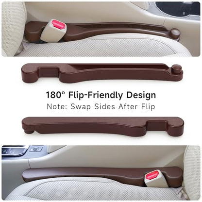 Car Seat Gap Filler Organizer 2Pack Soft Foam 3IN1 Multifunctional (Espresso brown / Most Cars – Standard)