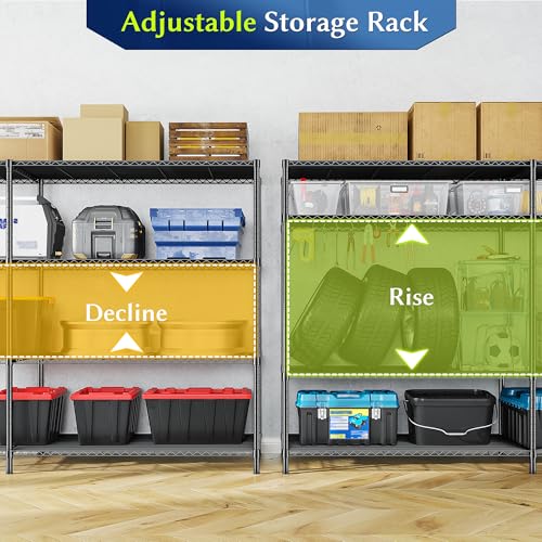 52.4W Wire Shelving Rack (13.78"D x 52.36"W x 59"H)