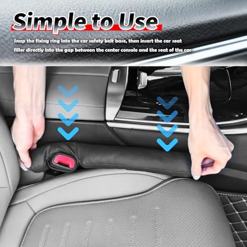 2026 Latest 2PCS Upgraded Car Seat Gap Filler with Fixing Ring (Black)