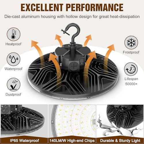 9 Pack 480V LED High Bay Light UL Listed UFO Light 240W 200W 150W Adjustable