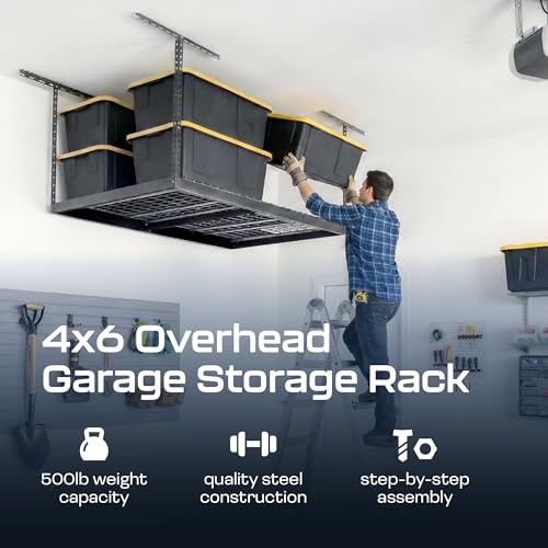 MonsterRax 4x6 Overhead Garage Storage Rack (Hammertone / 18"-33")