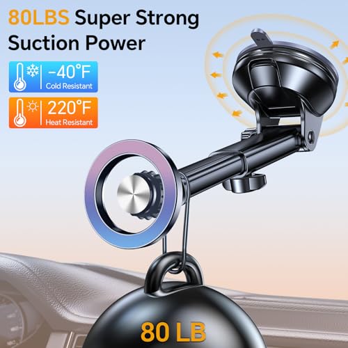 for MagSafe Car Mount【Windshield+Vent+Dash】Magnetic Phone Holder for Car Phone Holder Mount Cell Phone Holders for Your Car Accessories Suction Phone Mount for Car Truck Stand for iPhone 17 16 (Multi-color)