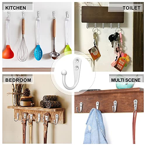 15 Pack White Wall Mount Hooks for Hanging Coats & Towels (15PCS White Hooks)