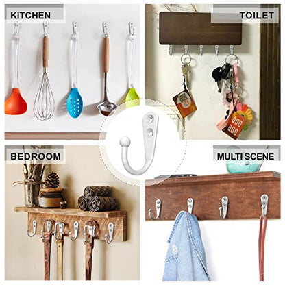 15 Pack White Wall Mount Hooks for Hanging Coats & Towels (15PCS White Hooks)