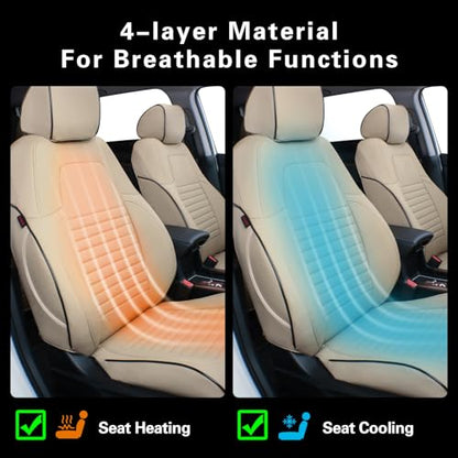 Car Accord LX Seat Covers 2018 (Beige / 2018-2022 LX,Solid No Split Rear Backrest)