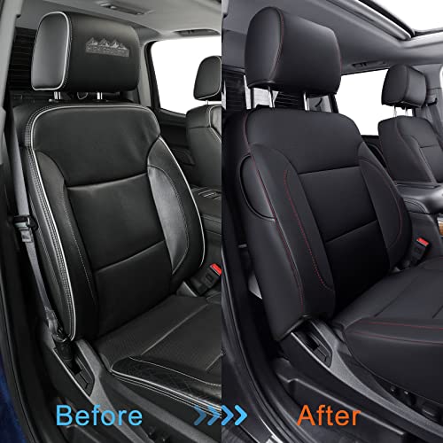 Custom Fit Seat Covers for 2014 (B ( 2014-2018 Crew Cab) / Black & Red)