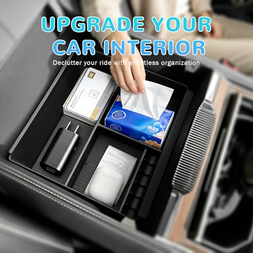 Car Center Console Organizer Tray Compatible for 2022 2023 2024 2025 2026 Grand Wagoneer L Accessories for Grand Wagoneer 2022 2023 2024 2025 2026 Armrest Storage Box Organizer